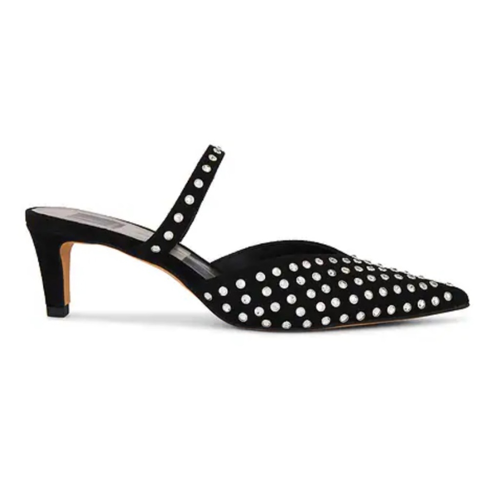 Dolce Vita Kanika Mid Crystal Studded Pointed Toe Black Heels 9.5